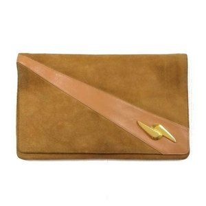VINTAGE large suede clutch UNIQUE